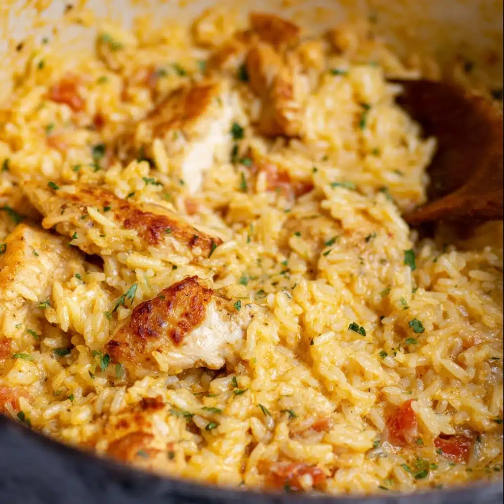 Easy One Pot Queso Chicken and Rice Recipe - Recipe Image