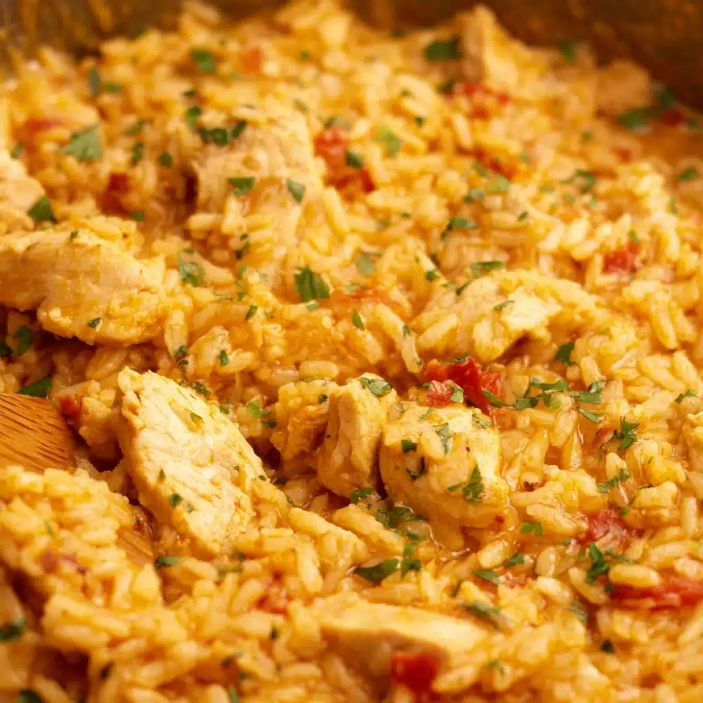 Easy One Pot Queso Chicken and Rice Recipe - Recipe Image