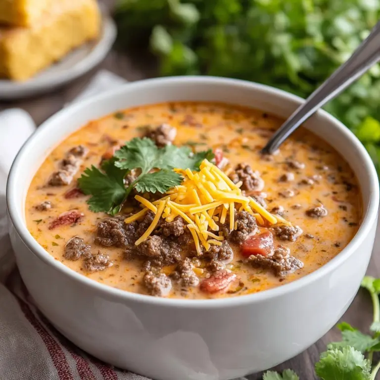 Creamy Cheesy Ground Beef Taco Soup Recipe