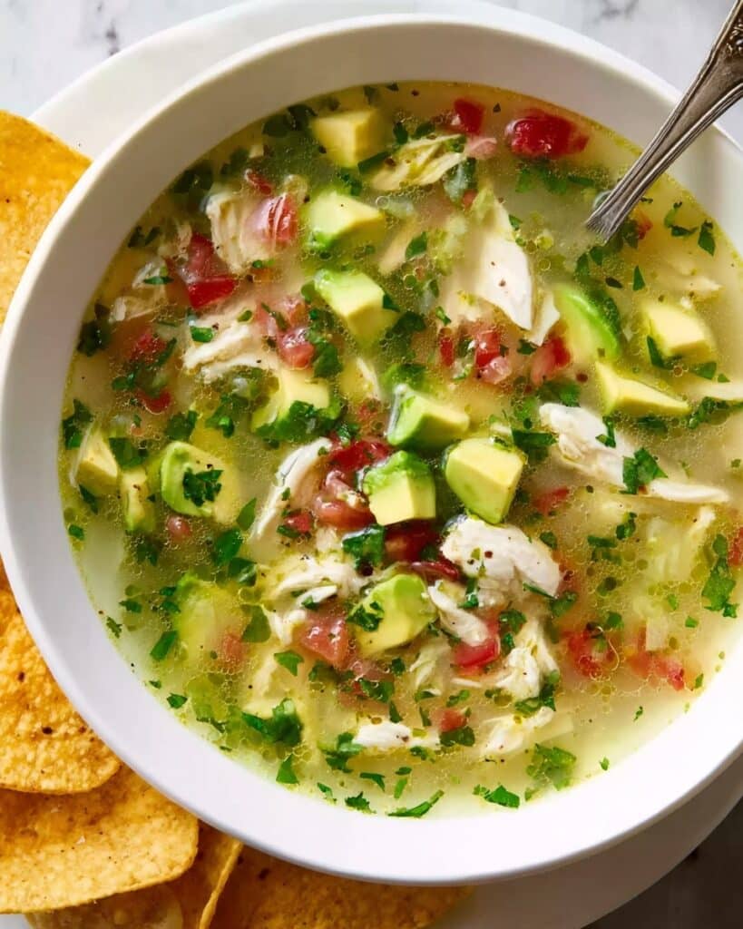 Creamy Chicken Avocado Soup with Lime and Cilantro Recipe