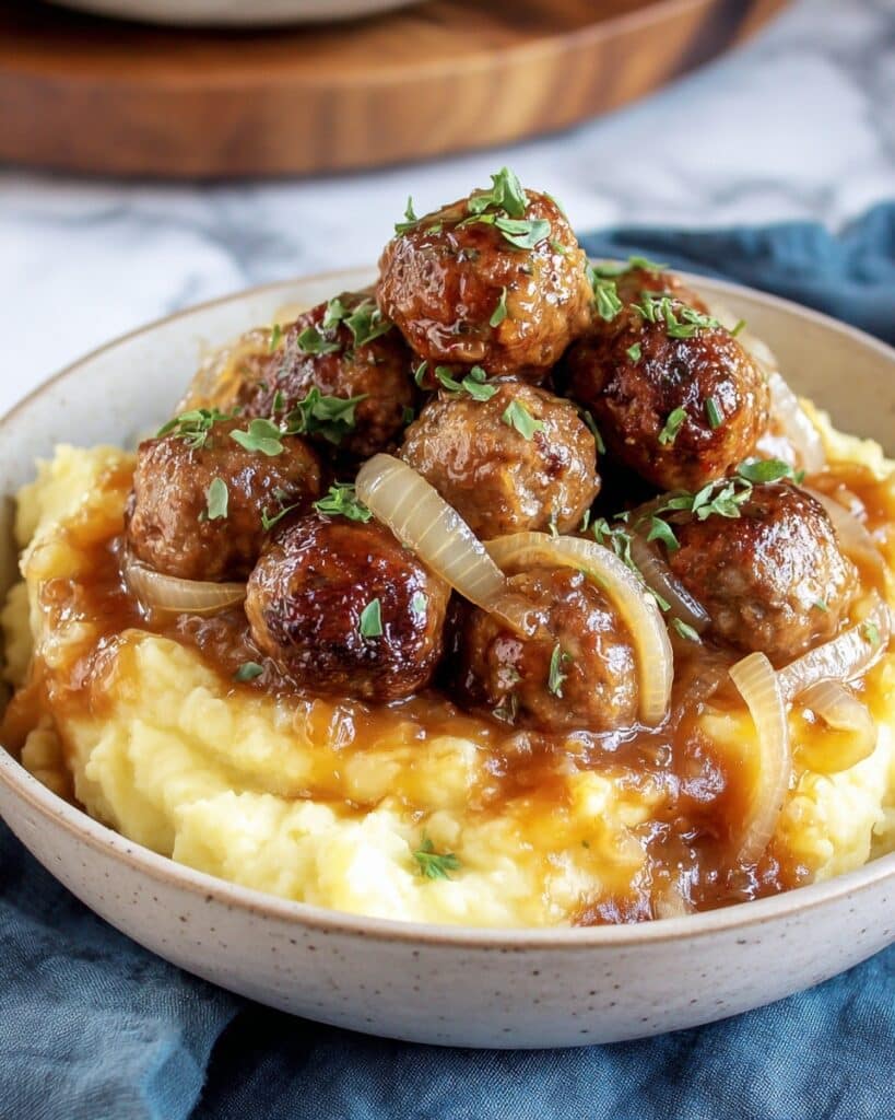 Salisbury Steak Meatballs with Onion Gravy Recipe