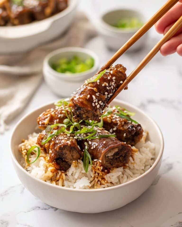 Enoki Beef Rolls with Dashi-Mirin Soy Sauce Recipe