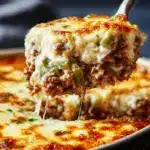 Once fully combined, transfer the mixture to the prepared baking dish, spreading it evenly Recipe