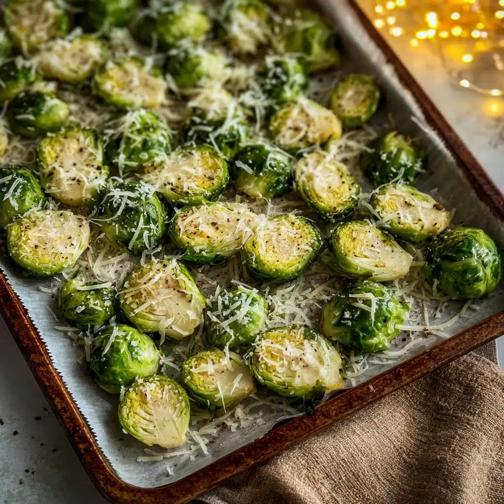 Garlic Parmesan Roasted Brussels Sprouts Recipe - Recipe Image