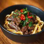 Sweet And Spicy Garlic Steak Pasta Recipe