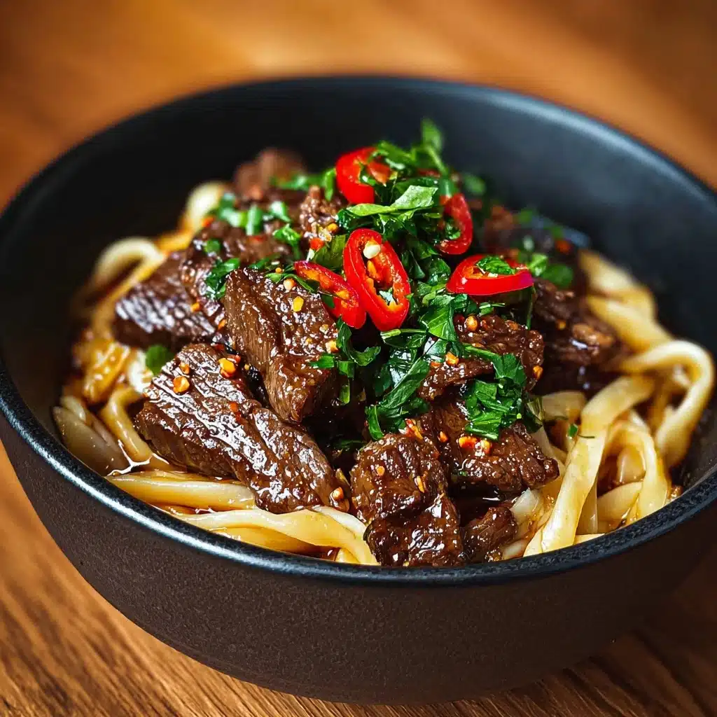 Sweet And Spicy Garlic Steak Pasta Recipe - Recipe Image