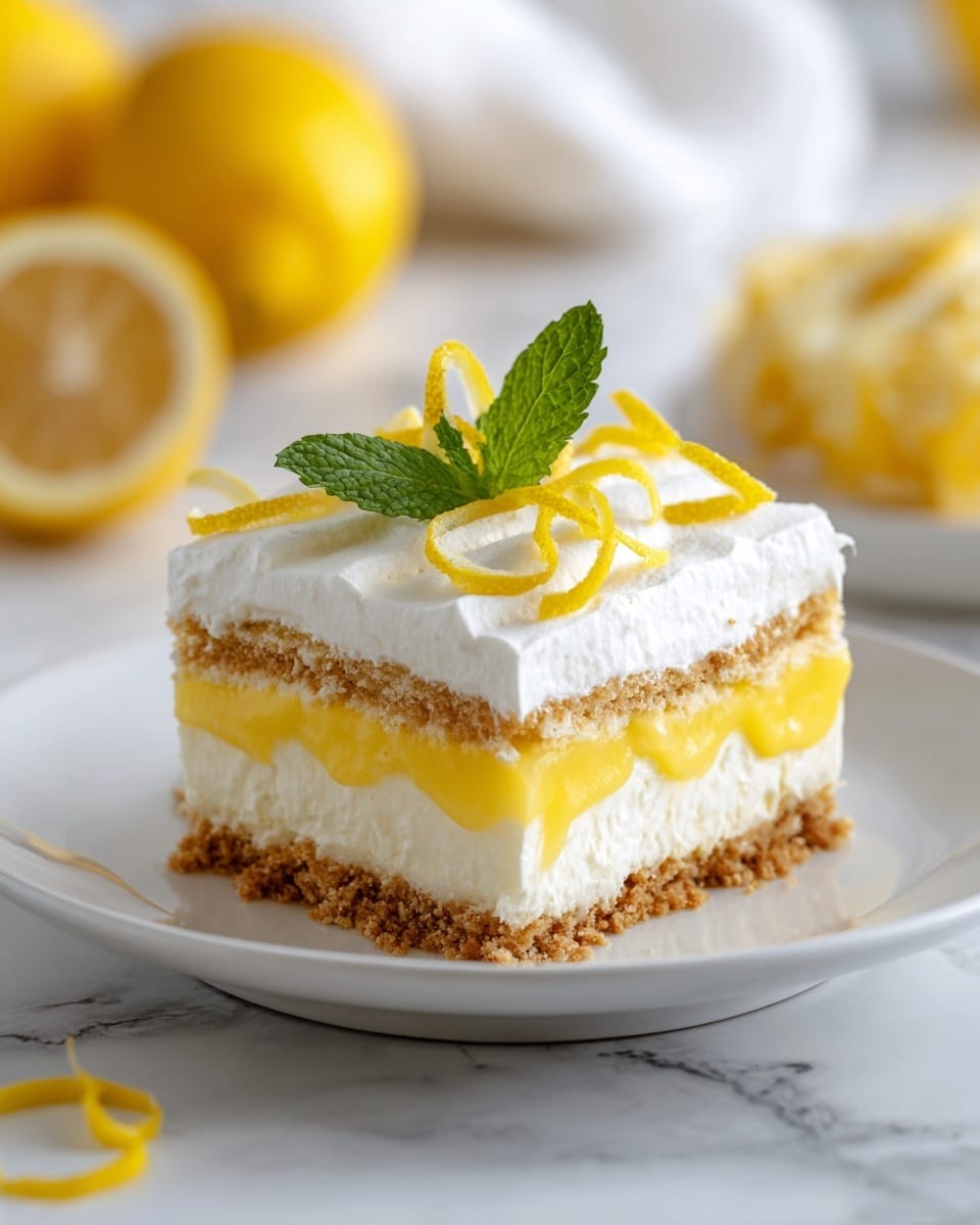 A lemon meringue pie is shown with three visible layers: the bottom layer is a golden, crumbly crust, the middle layer is bright yellow lemon filling, and the top layer is white meringue with toasted light brown peaks spread evenly across the surface. The pie is in a white fluted dish placed on a white marbled surface. Around the pie are a whole lemon, a halved lemon, a small white bowl with yellow lemon zest, a metal whisk on a square tray, and some scattered lemon zest. The scene is softly lit with a clean, fresh look. photo taken with an iphone --ar 4:5 --v 7