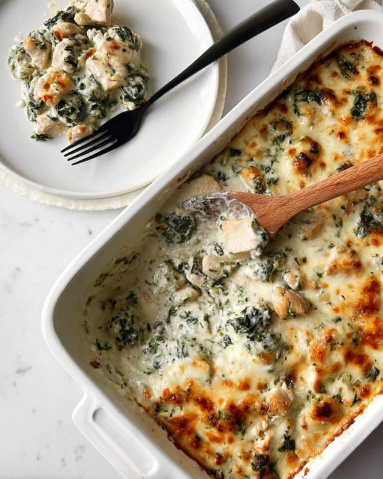 High-Protein Spinach Artichoke Chicken Casserole Recipe