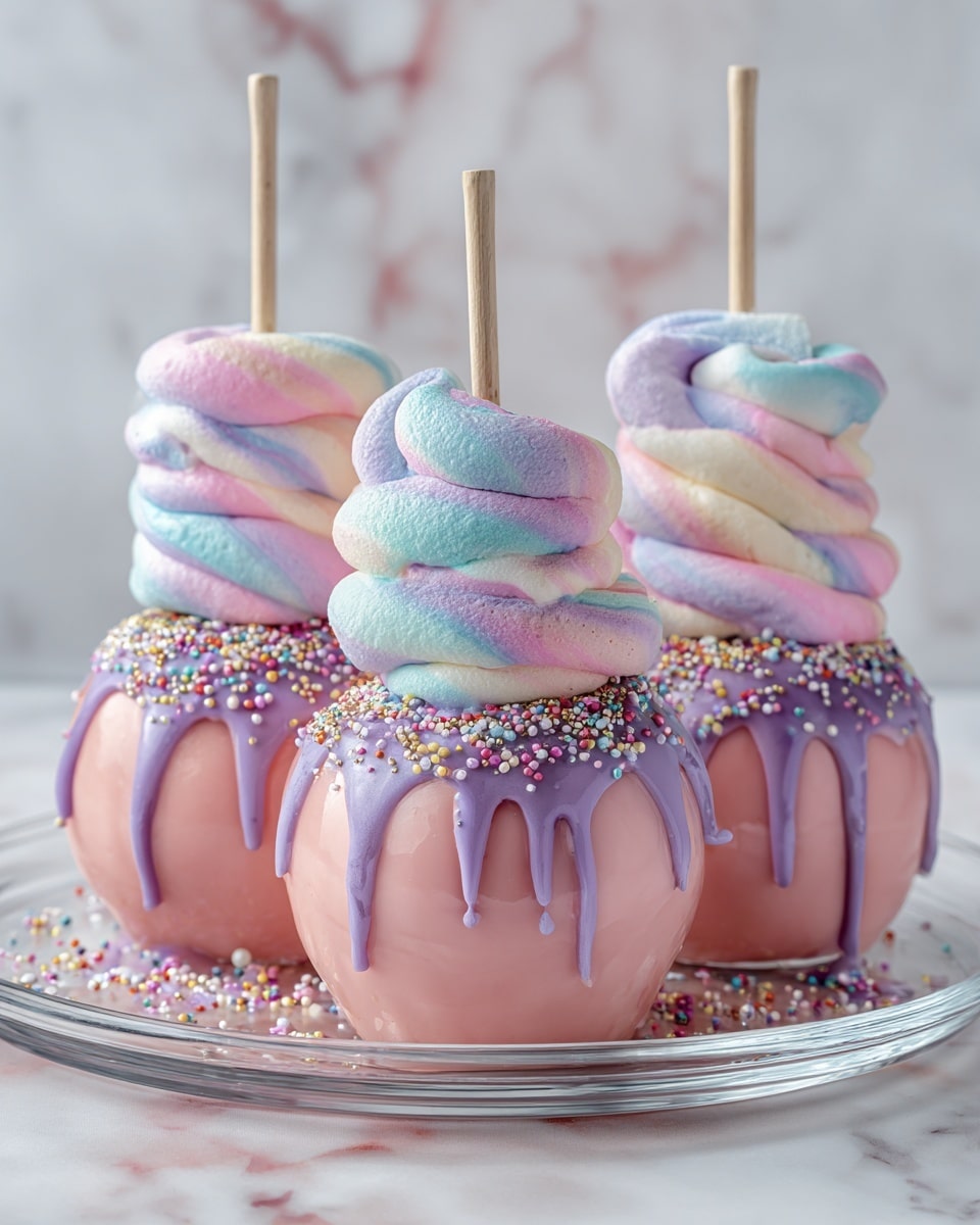Colorful Candy Apples with Cotton Candy Recipe