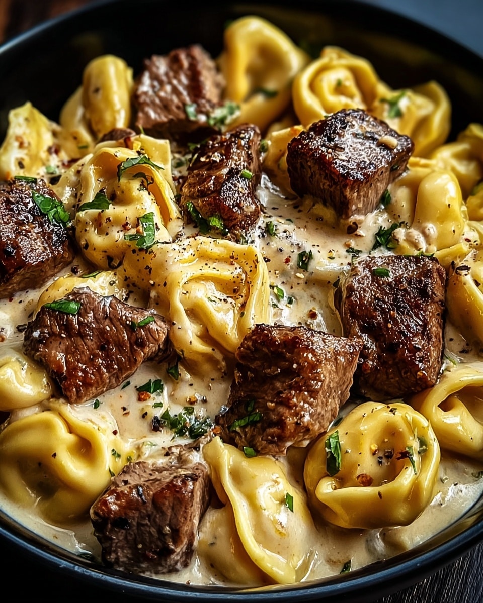 Cracked Garlic Steak Tortellini in Creamhouse Sauce Bliss Recipe