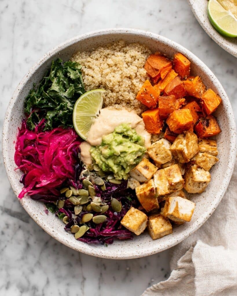 Crispy Roasted Herbed Sweet Potato Tofu Bowls Recipe