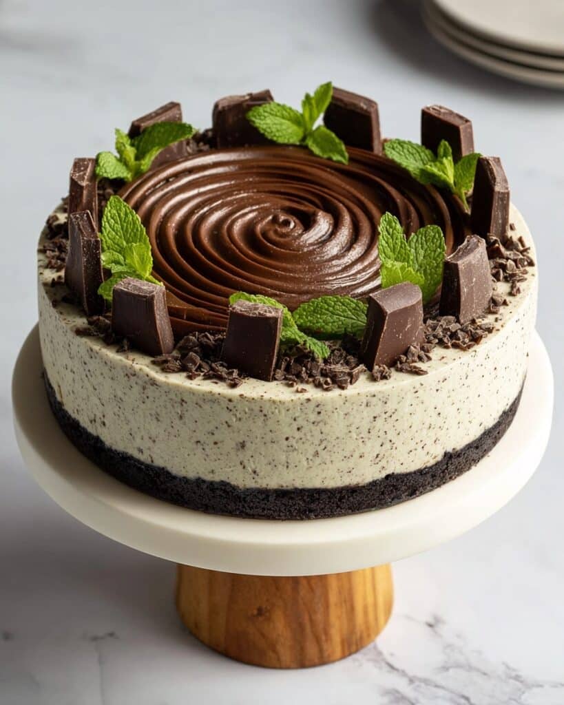 No-Bake Vegan Mint Chocolate Chip Cheesecake Recipe