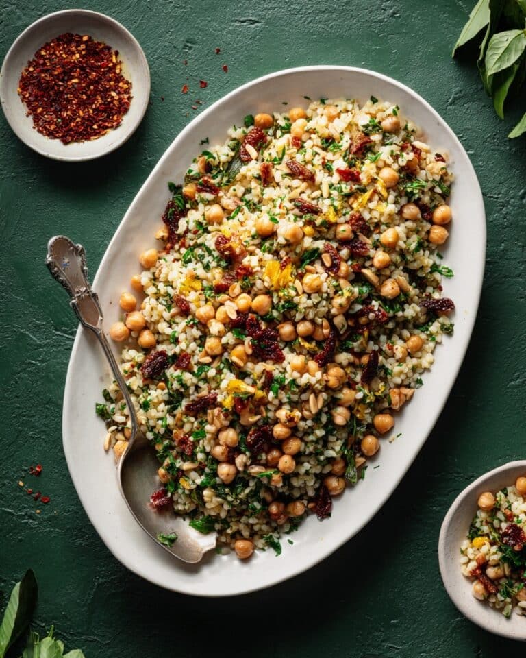 Lemon Orzo Pasta Salad with Spiced Chickpeas, Pine Nuts, and Basil Gremolata Recipe