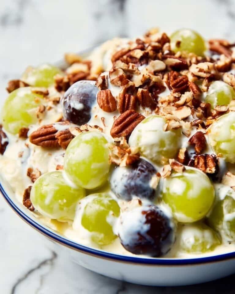 Creamy Grape Salad with Pecans and Maple Syrup Recipe