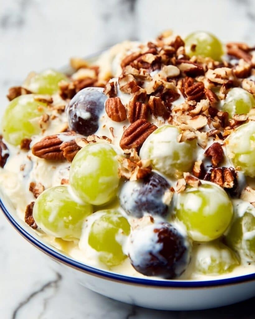 Creamy Grape Salad with Pecans and Maple Syrup Recipe