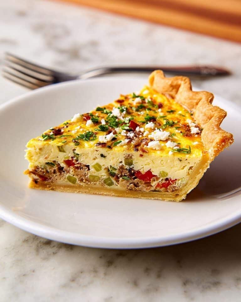 Sausage, Veggie, and Cheese Quiche in a Buttery Pie Crust Recipe