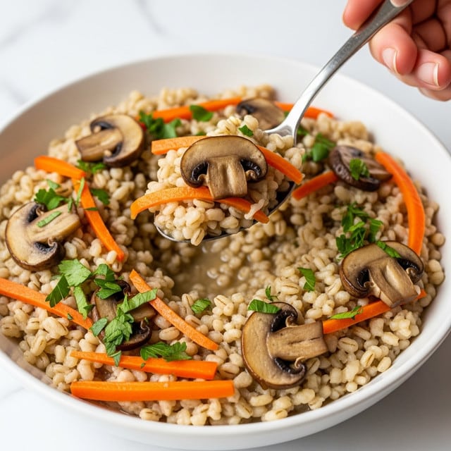 Creamy Mushroom Barley Soup with Cannellini Beans Recipe