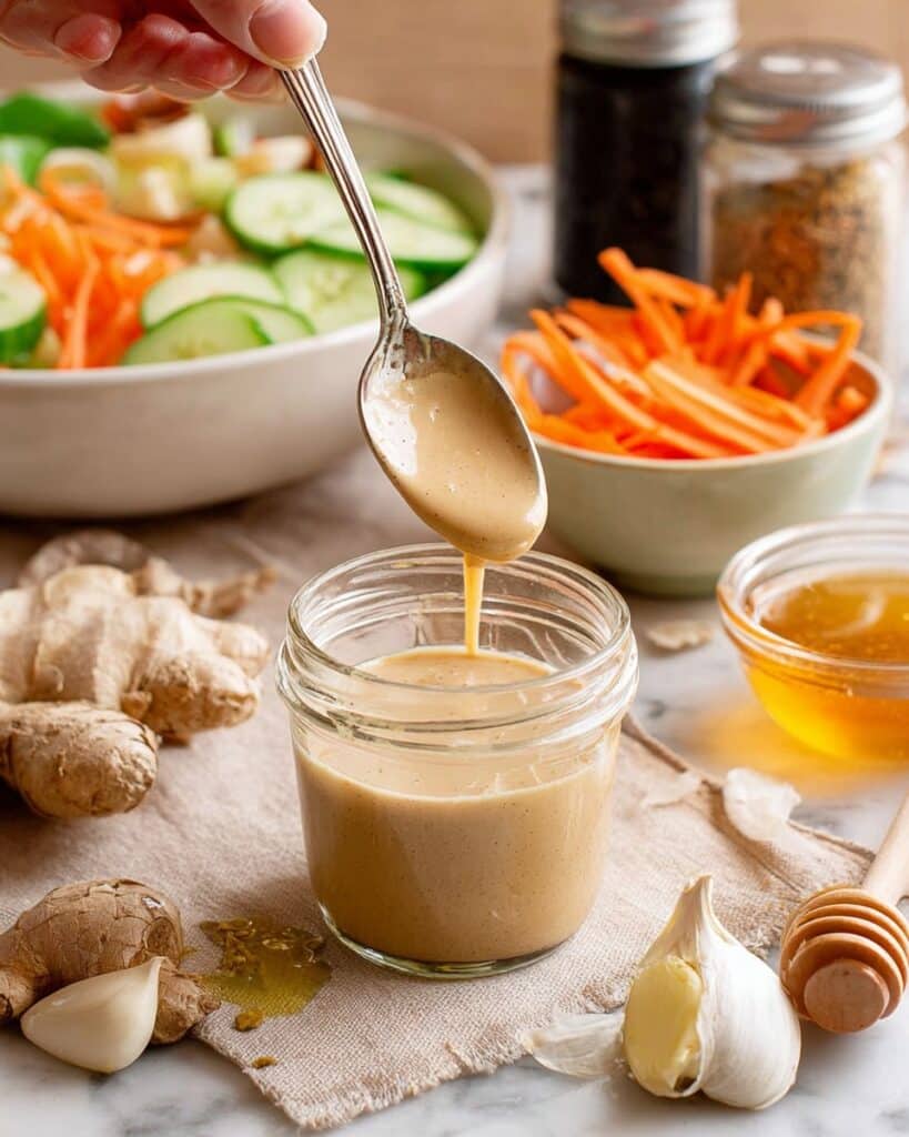 Creamy Roasted Sesame Dressing with Honey Ginger Recipe