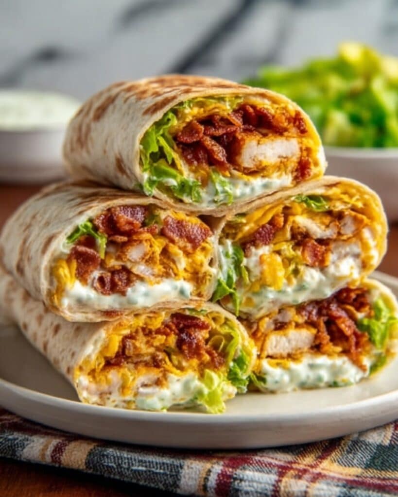 Homemade Crispy Bacon Ranch Chicken Wraps Recipe