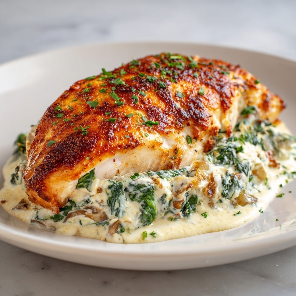 A white plate on a white marbled texture with a piece of golden brown cooked fish fillet on top, showing a crispy, slightly charred surface in orange and brown tones. Underneath the fish is a creamy mixture with soft textures, light beige color, and bits of dark green leafy herbs evenly spread inside. The fish covers most of the filling, which peeks out from the bottom right side. Photo taken with an iphone --ar 4:5 --v 7