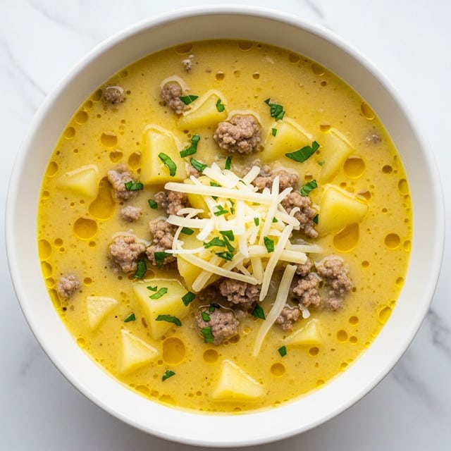Beefy Vegetable Soup with Cheddar Recipe
