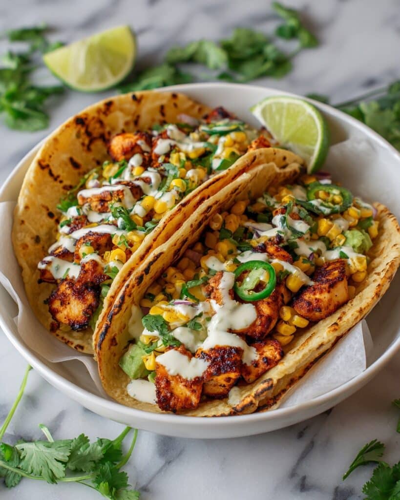 Crazy Good Street Corn Chicken Tacos Recipe