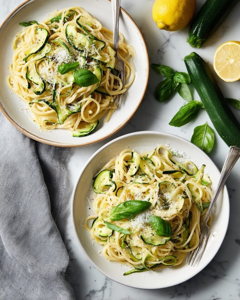 Caramelized Zucchini Pasta with Crispy Parmesan Croutons Recipe