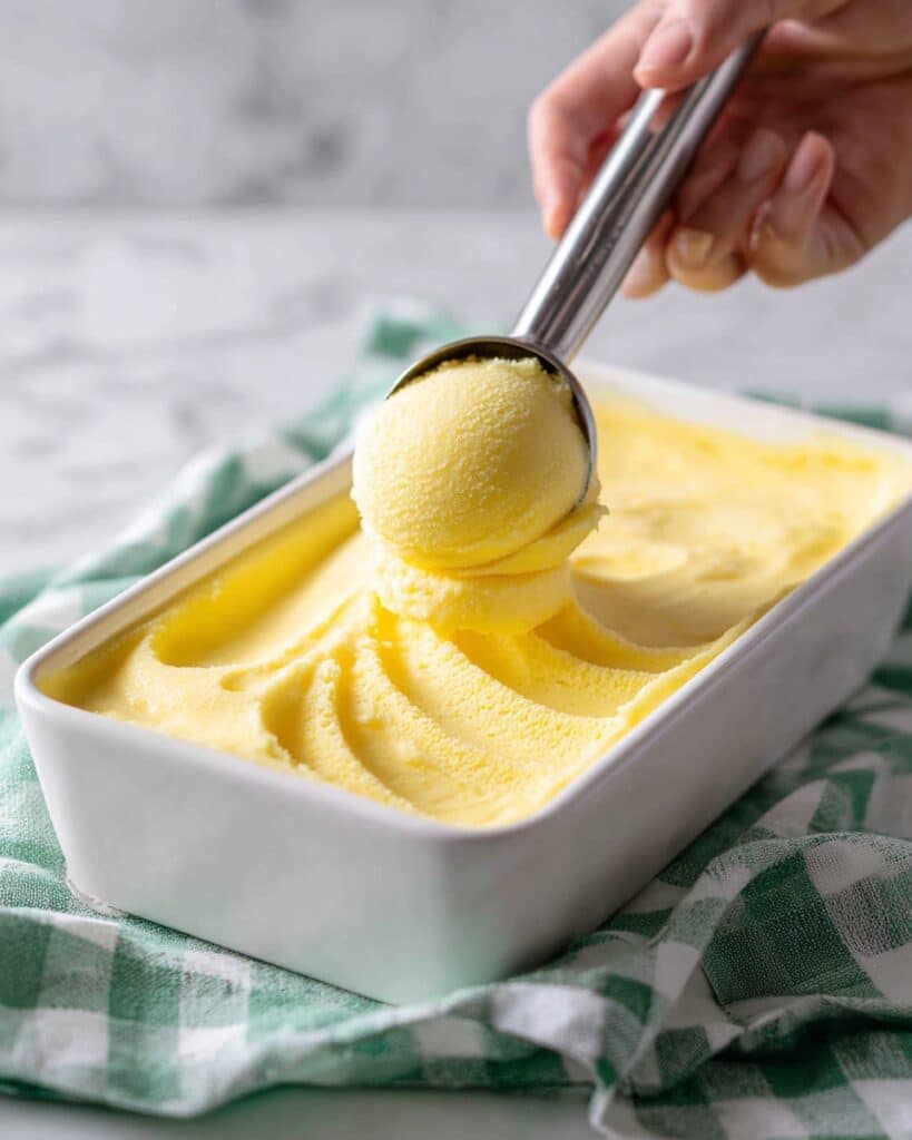 Creamy Mango Sorbet with Lime and Mint Recipe