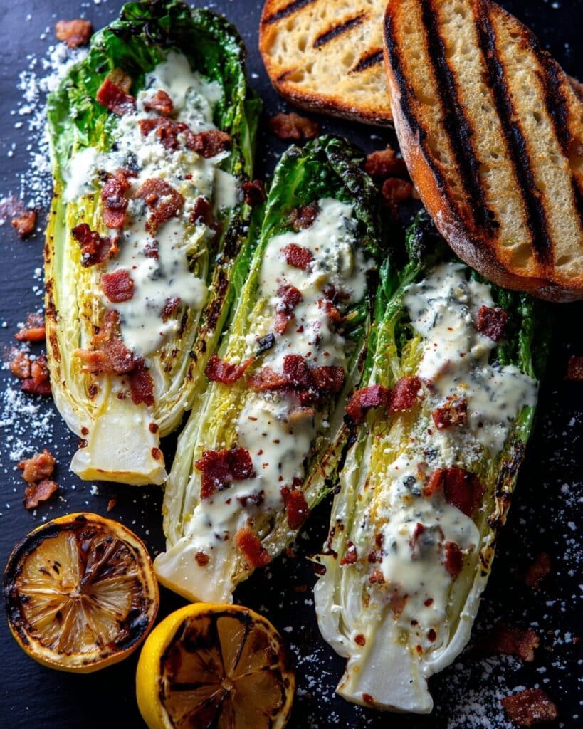 Grilled Romaine Caesar Salad with Grilled Lemon Caesar Dressing Recipe