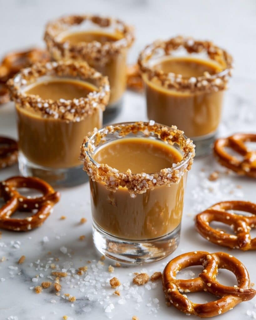 Boozy Salted Caramel Pretzel Shots Recipe