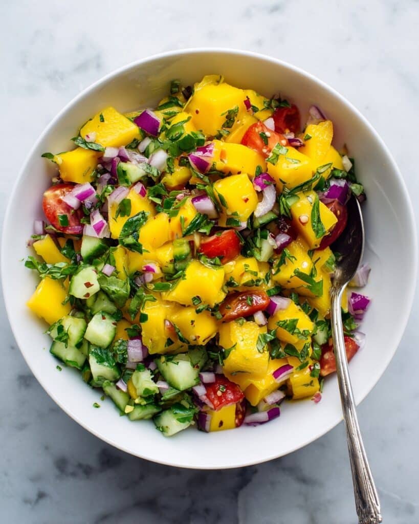 Tropical Mango Salad with Cucumber and Lime Dressing Recipe