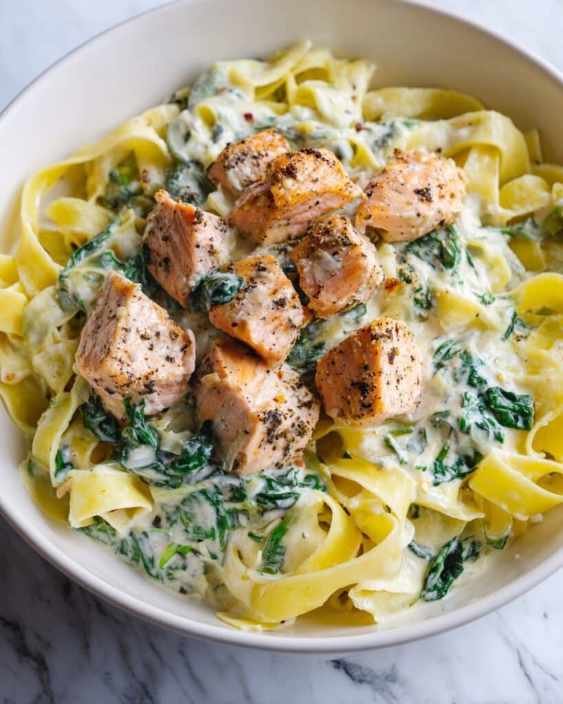 Creamy Salmon and Spinach Pasta: A Quick Dinner Delight Recipe