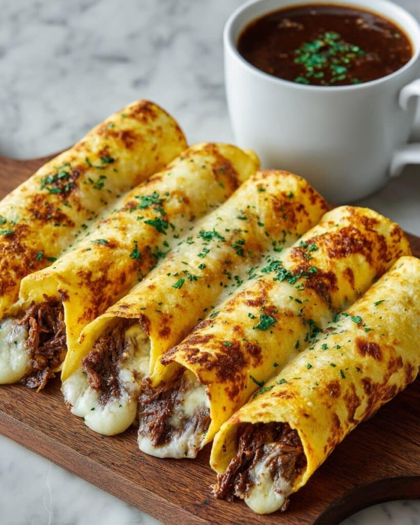 French Dip Tortilla Roll-Ups with Au Jus Recipe