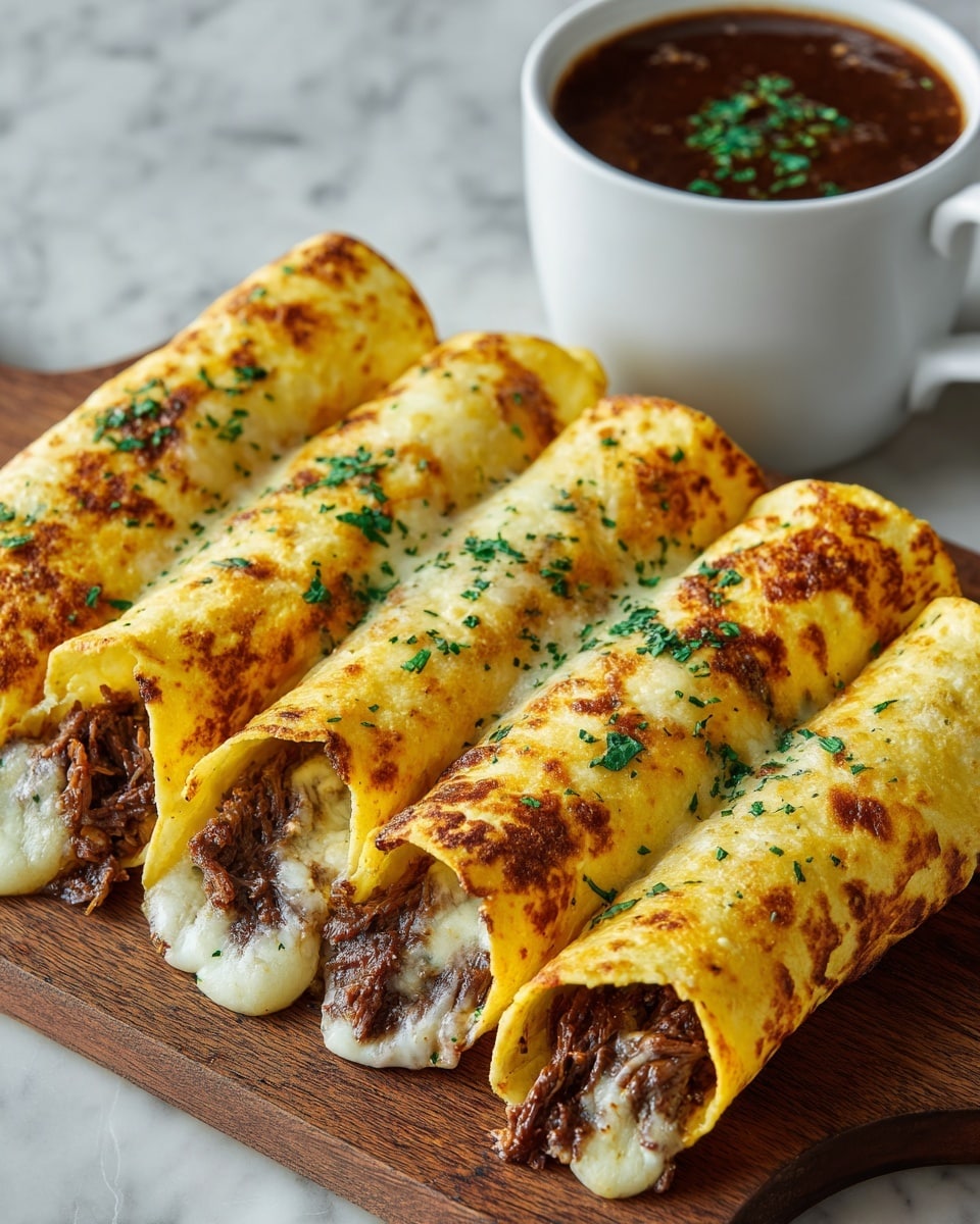 French Dip Tortilla Roll-Ups with Au Jus Recipe